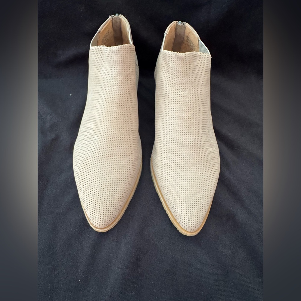 gentle souls Perforated Pointed Toe Ankle Boots — Tan Brown